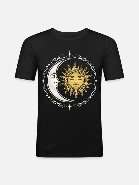 Sun and Moon - Spiritual Symbol - Men's Slim Fit T-Shirt - black