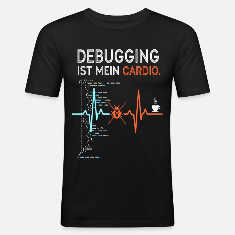Debugging ist mein Cardio - Computer Nerd - Männer Slim Fit T-Shirt - Schwarz