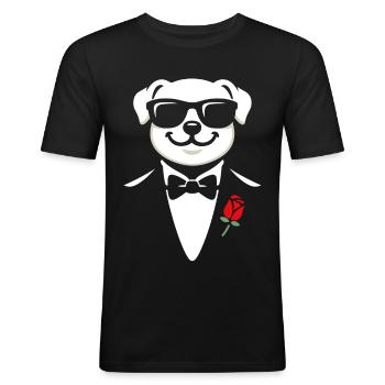 Gentleman Pup - Men's Slim Fit T-Shirt - black - Front - Nik (191cm)
