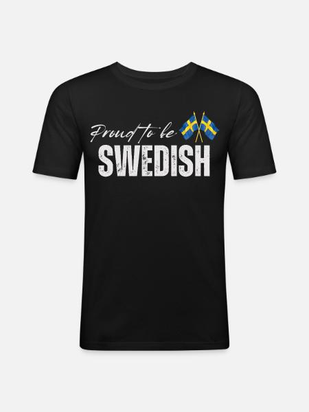 Proud Swede, I love Sweden - Men's Slim Fit T-Shirt - black