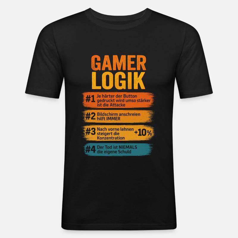 Gamer Logik Computer PC Controller Zocker - Männer Slim Fit T-Shirt - Schwarz