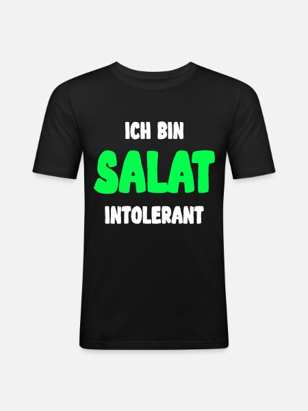 Ich Bin Salat Intolerant Fleischesser - Männer Slim Fit T-Shirt - Schwarz