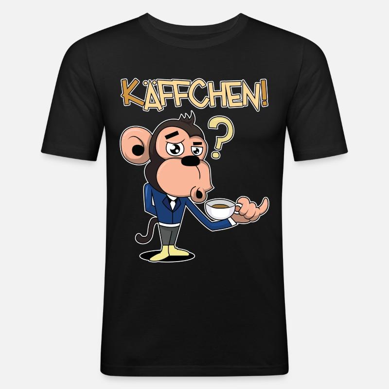 Käffchen, bitte! - Männer Slim Fit T-Shirt - Schwarz