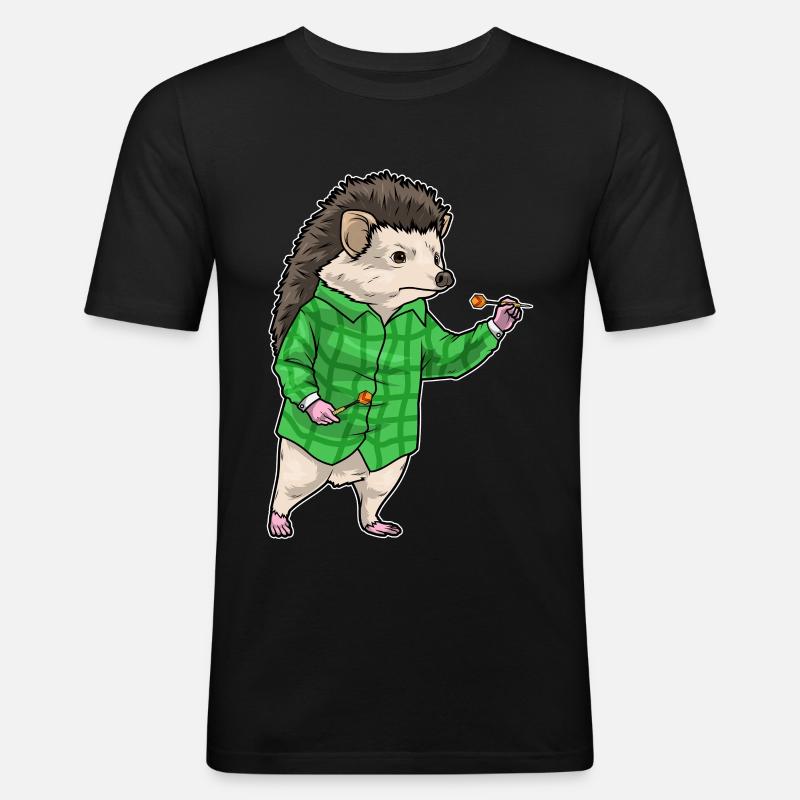 Igel Dart Dartpfeil - Männer Slim Fit T-Shirt - Schwarz