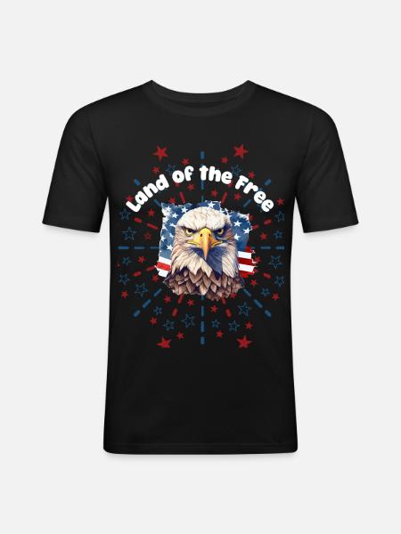 Land of the Free – Patriotic Design - Men's Slim Fit T-Shirt - black