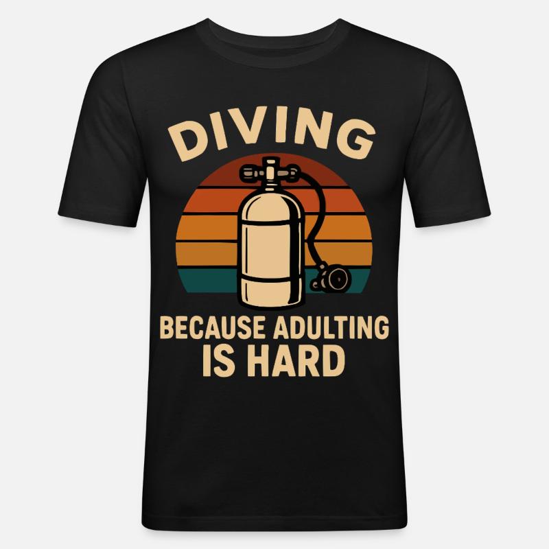 Diving Escape – When adulthood is annoying - Men's Slim Fit T-Shirt - black