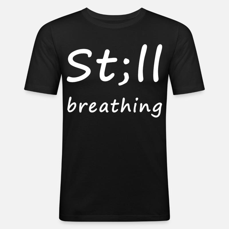 St;ll Breathing – Kämpferherz - Männer Slim Fit T-Shirt - Schwarz