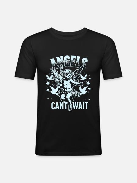 Engel-T-skjorte unisex Engler kan ikke vente VintageTee - Slim Fit T-skjorte for menn - svart