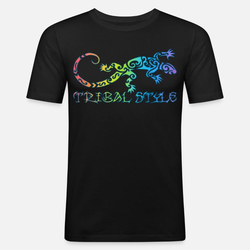 Polynesische Regenbogen-Eidechse - Männer Slim Fit T-Shirt - Schwarz