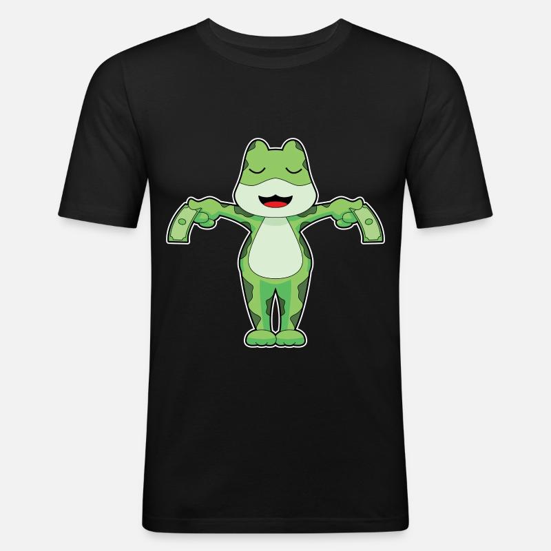 Frosch Banknote - Männer Slim Fit T-Shirt - Schwarz