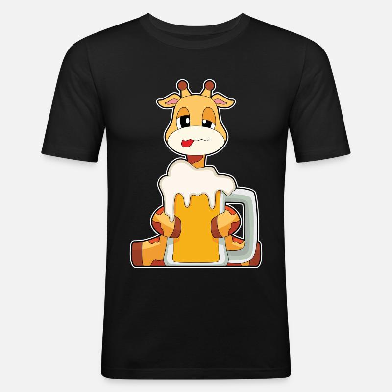 Giraffe Bierkrug Bier - Männer Slim Fit T-Shirt - Schwarz