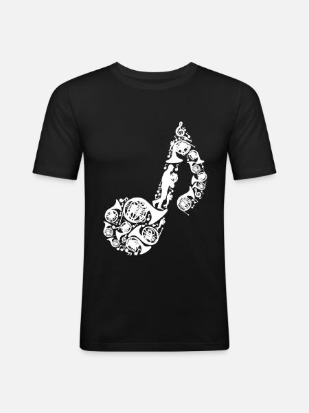 French horn musical note - Men's Slim Fit T-Shirt - black