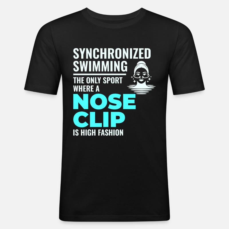 Synchronschwimmen Nasenklammer Mode - Männer Slim Fit T-Shirt - Schwarz