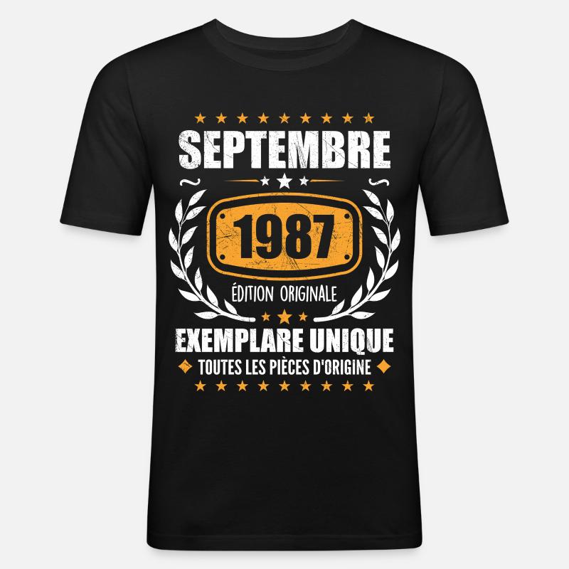 September 1987 Unikat - September 1987 - Männer Slim Fit T-Shirt - Schwarz