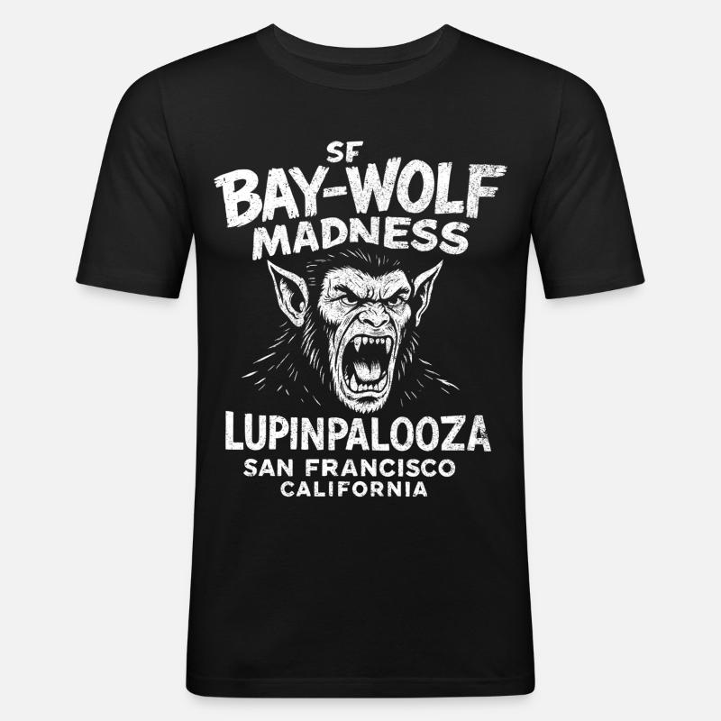 SF Bay Wolf Madness Werwolf - Männer Slim Fit T-Shirt - Schwarz