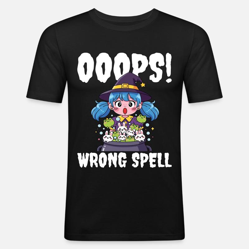 OOOPS! WRONG SPELL - WITCH HALLOWEEN - Men's Slim Fit T-Shirt - black