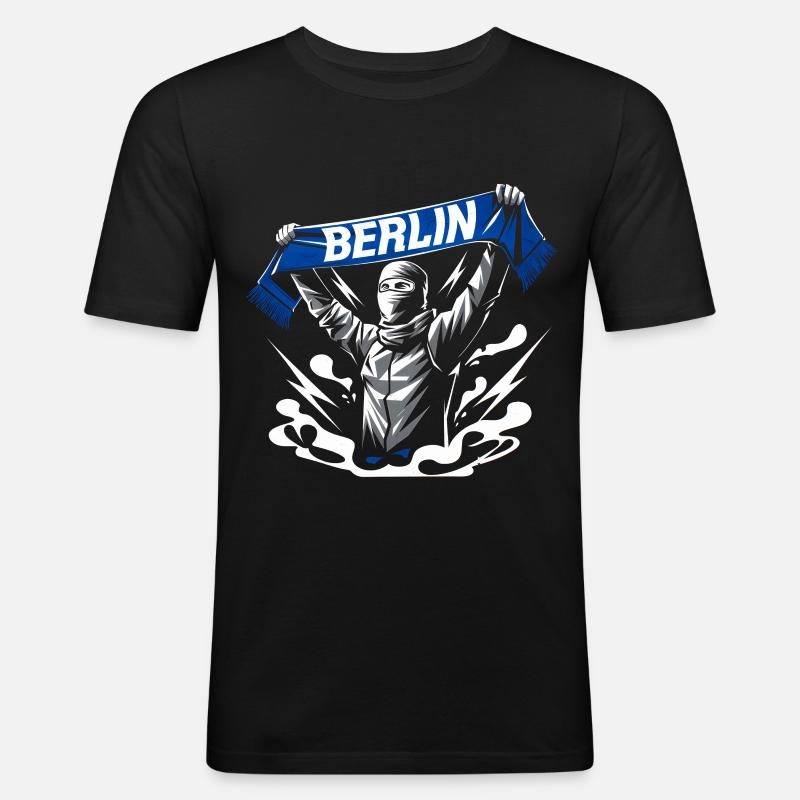 Stylized Neon Graffiti Berlin Scene - Men's Slim Fit T-Shirt - black