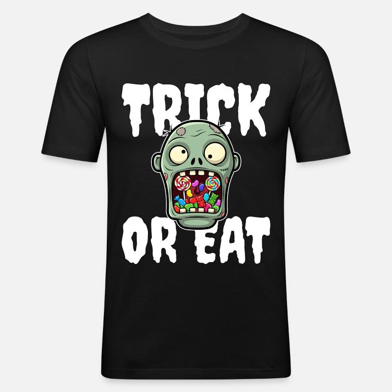 SÜSSES ODER ESSEN - ZOMBIE HALLOWEEN - Männer Slim Fit T-Shirt - Schwarz