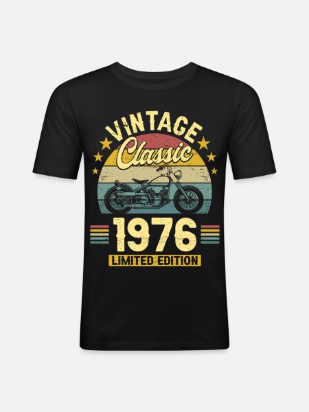 1976 Biker 50th Birthday Man - Men's Slim Fit T-Shirt - black