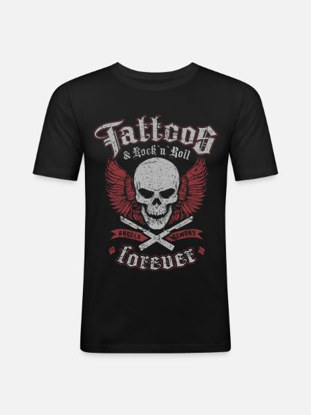 Tattoos & Rock N Roll Forever - Men's Slim Fit T-Shirt - black