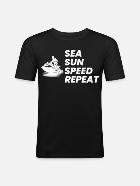 Lustige Jetski-Sommer-Geschwindigkeitswiederholung - Männer Slim Fit T-Shirt - Schwarz