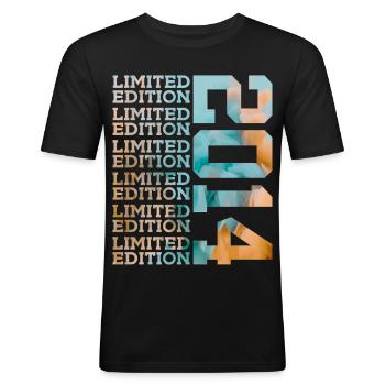 LIMITED EDITION 2014 12 JAHRE 12. GEBURTSTAG - Männer Slim Fit T-Shirt - Schwarz - Vorne - Nik (191cm)