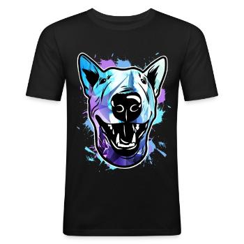 Bullterrier Hund - Männer Slim Fit T-Shirt - Schwarz - Vorne - Nik (191cm)