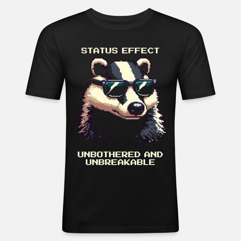 Status-Effekt: Unerschütterlich | Dachs Wald - Männer Slim Fit T-Shirt - Schwarz