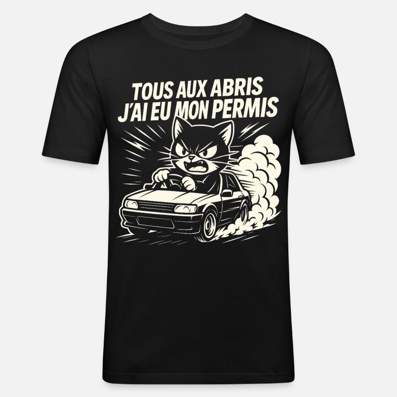 Fahrer Geschenk Führerschein - Männer Slim Fit T-Shirt - Schwarz