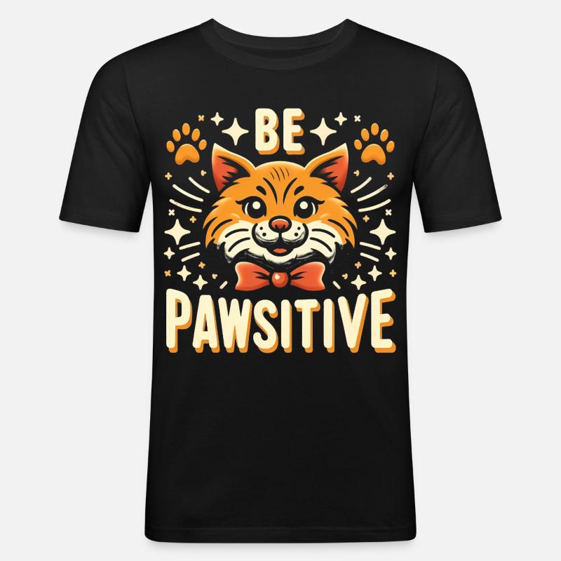 Be pawsitive süße Katze - Männer Slim Fit T-Shirt - Schwarz
