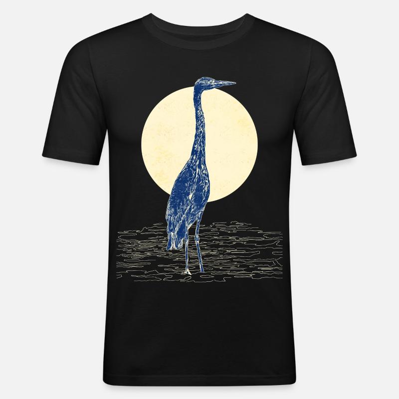 GRAUREIHER - Männer Slim Fit T-Shirt - Schwarz