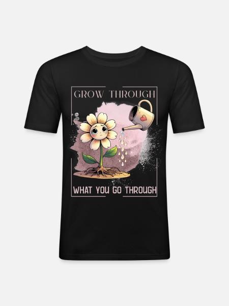Flower of Healing – Gentle & Strong - Men's Slim Fit T-Shirt - black