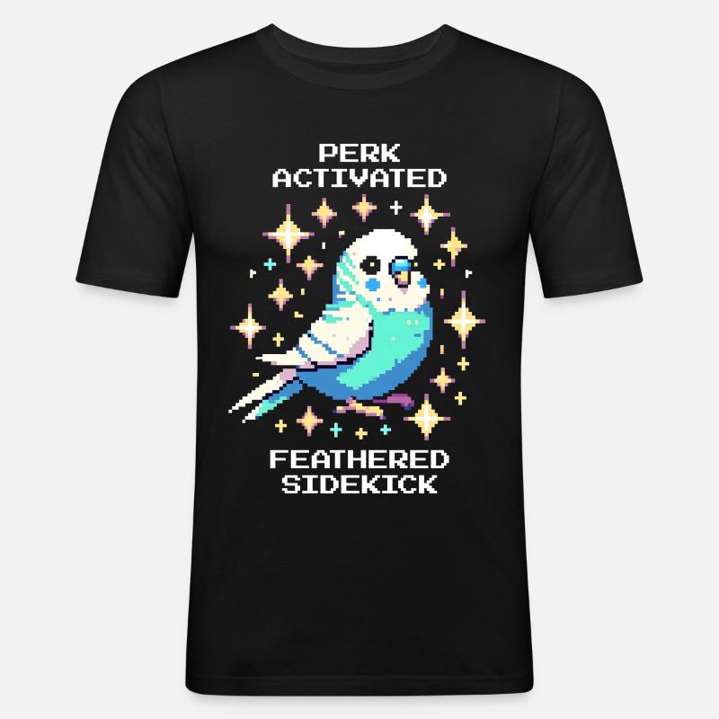Perk active: Feathered Sidekick | Budgie - Men's Slim Fit T-Shirt - black
