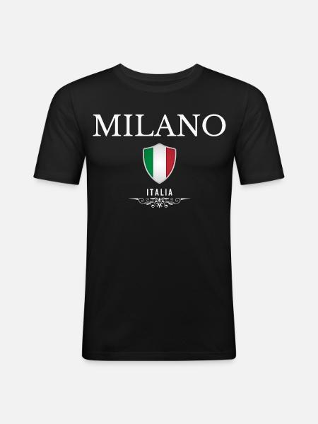 Milan Italy, elegant minimalist design - Men's Slim Fit T-Shirt - black