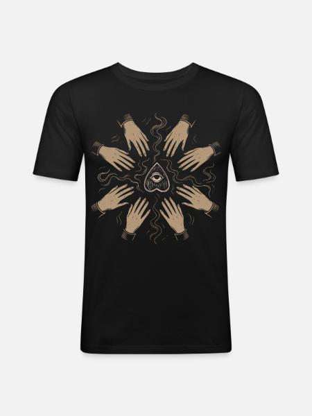 Samhain Witch Hands Ritual Mystical Motif - Men's Slim Fit T-Shirt - black