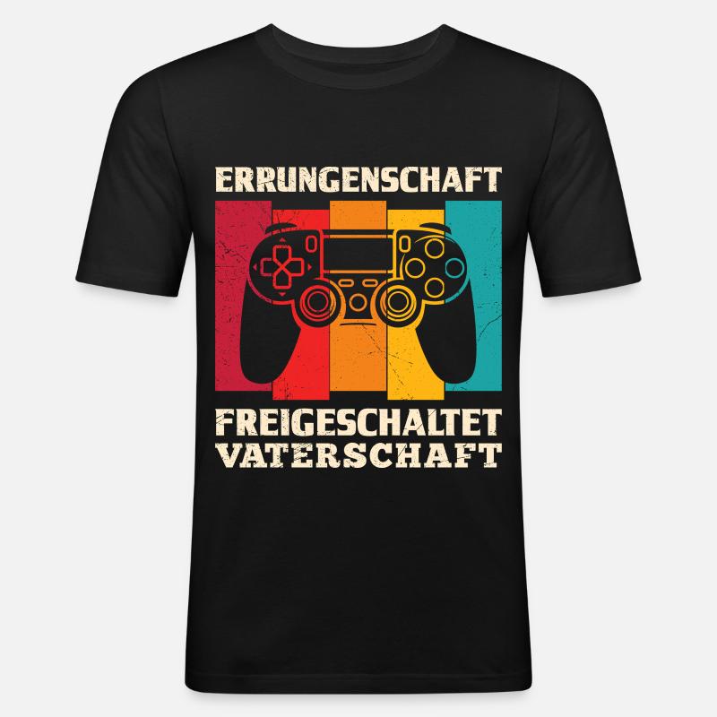 Werdender Vater ERRUNGENSCHAFT FREIGESCHALTET - Männer Slim Fit T-Shirt - Schwarz
