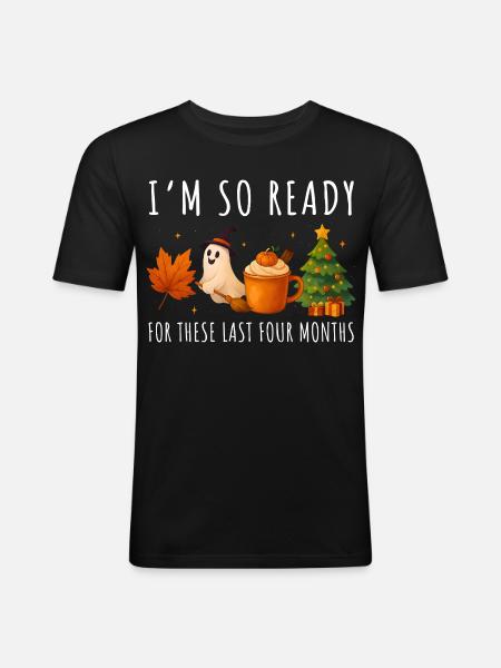 Autumnal Halloween and Christmas greetings - Men's Slim Fit T-Shirt - black