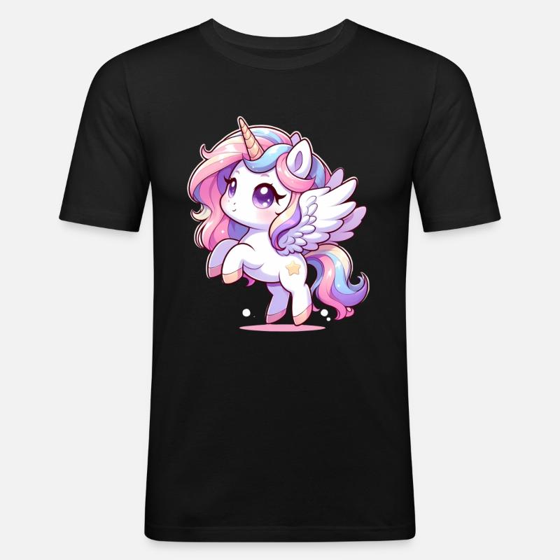 Magisches Einhorn - Männer Slim Fit T-Shirt - Schwarz