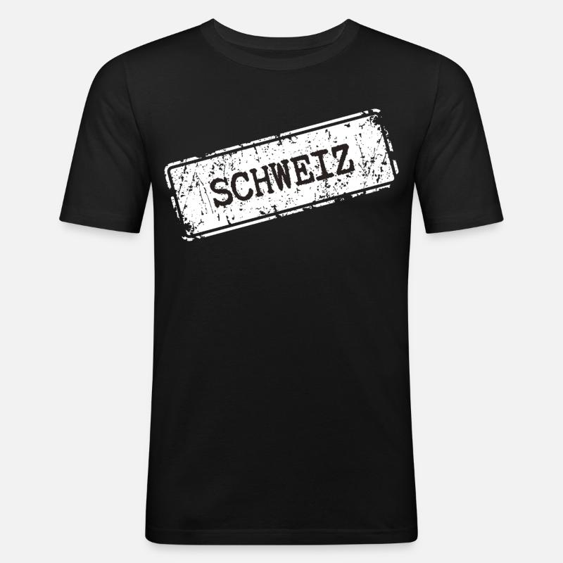 Schweiz Stempel Design - Männer Slim Fit T-Shirt - Schwarz