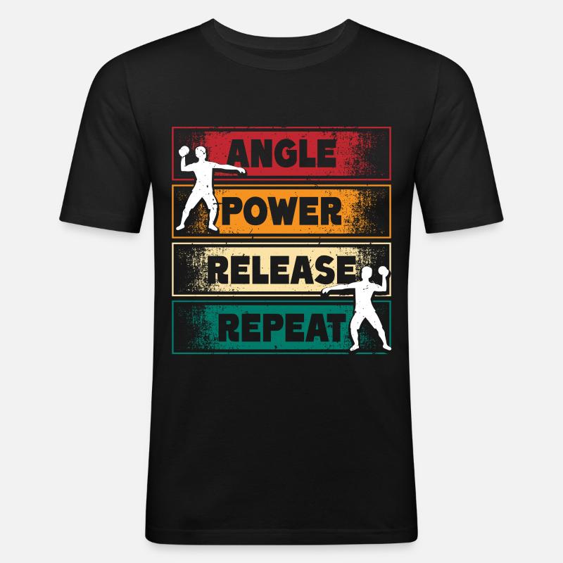 Kugelstoßen Kugelstoß Angle Power Release - Männer Slim Fit T-Shirt - Schwarz