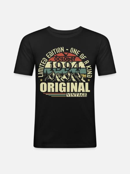 Octobre 1994 - Cadeau d’anniversaire 31 octobre - T-shirt près du corps Homme - noir