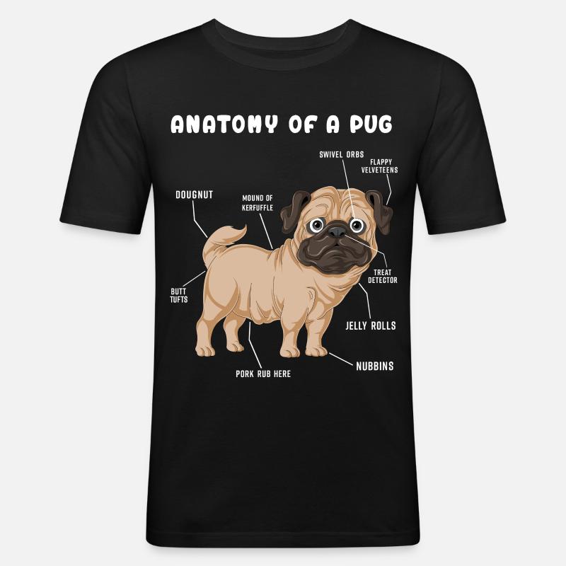 Mops-Anatomie - Männer Slim Fit T-Shirt - Schwarz