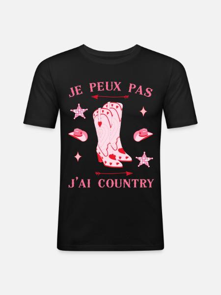 I CAN'T COUNTRY RODEO BOOT GIRL - Men's Slim Fit T-Shirt - black