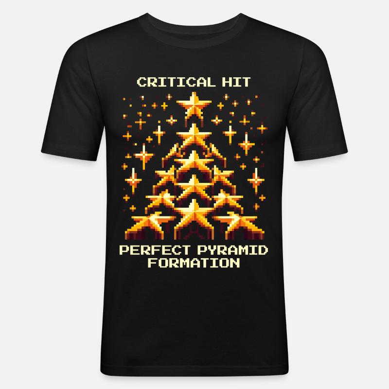 Kritischer Treffer: Top-Pyramide | Cheerleading - Männer Slim Fit T-Shirt - Schwarz