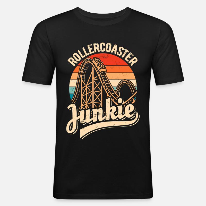 Rollercoaster Junkie - Roller Coaster - Loop - Men's Slim Fit T-Shirt - black