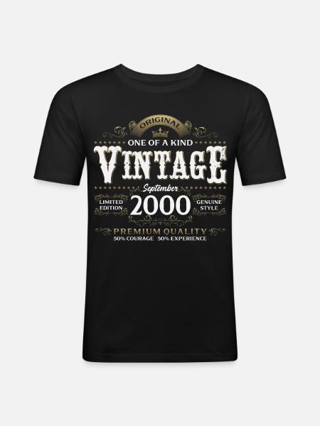 25e anniversaire, millésime septembre 2000 - T-shirt près du corps Homme - noir