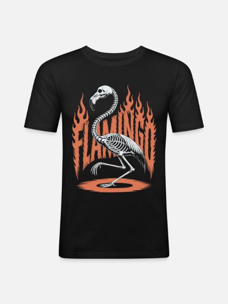 Flamingo Flames Skeleton Halloween - Men's Slim Fit T-Shirt - black