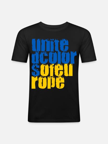 Couleurs unies de l’Europe - T-shirt près du corps Homme - noir