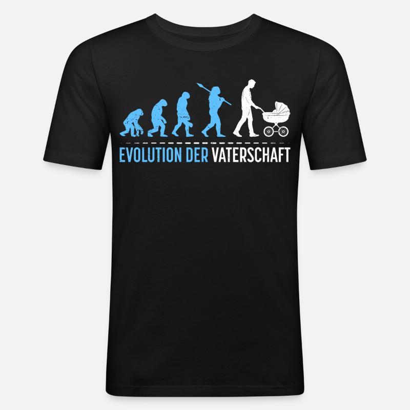 Werdender Vater EVOLUTION DER VATERSCHAFT Lustig - Männer Slim Fit T-Shirt - Schwarz