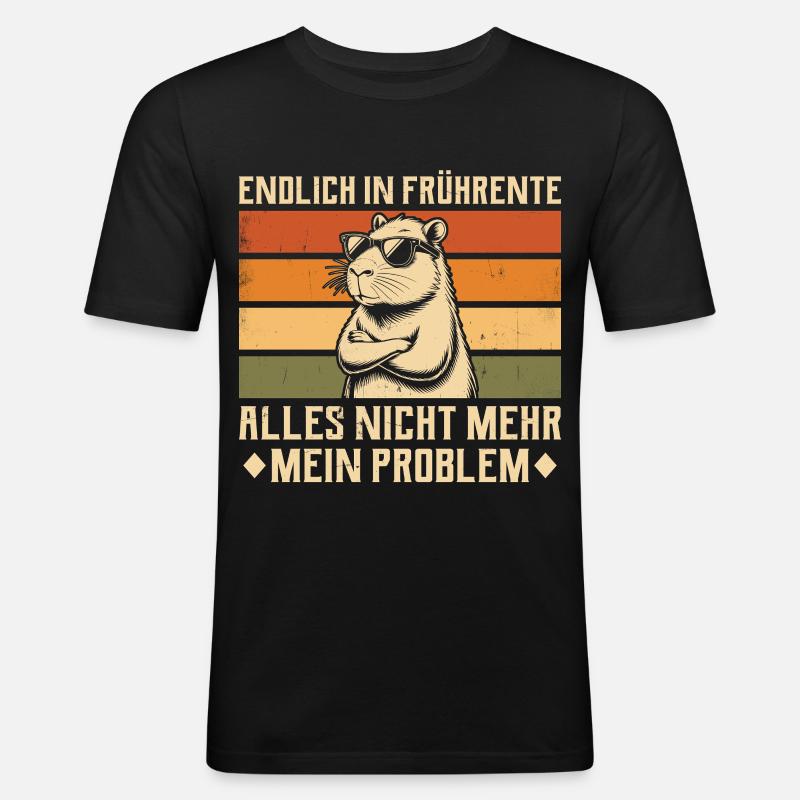 Endlich in Frührente - Capybara - Altersteilzeit - Männer Slim Fit T-Shirt - Schwarz